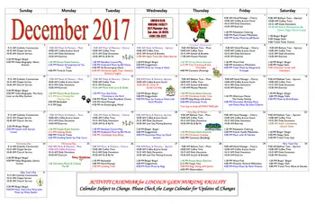 Activity Calendar of Lincoln Glen Manor, Assisted Living, Nursing Home, Independent Living, CCRC, San Jose, CA 3