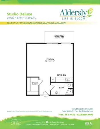 Floorplan of Aldersly, Assisted Living, Memory Care, Nursing Home, Independent Living, CCRC, San Rafael, CA 2