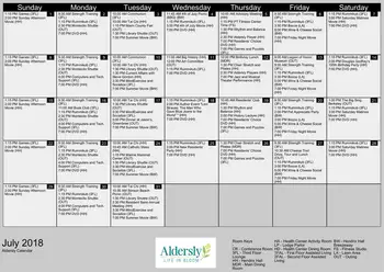 Activity Calendar of Aldersly, Assisted Living, Memory Care, Nursing Home, Independent Living, CCRC, San Rafael, CA 1