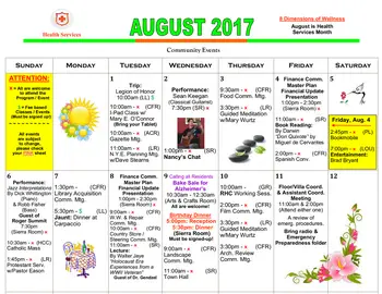 Activity Calendar of The Forum At Rancho San Antonio, Assisted Living, Nursing Home, Independent Living, CCRC, Cupertino, CA 1