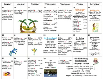 Activity Calendar of The Forum At Rancho San Antonio, Assisted Living, Nursing Home, Independent Living, CCRC, Cupertino, CA 2