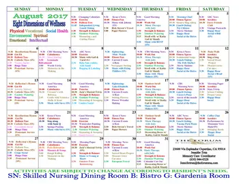 Activity Calendar of The Forum At Rancho San Antonio, Assisted Living, Nursing Home, Independent Living, CCRC, Cupertino, CA 4