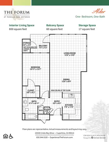 Floorplan of The Forum At Rancho San Antonio, Assisted Living, Nursing Home, Independent Living, CCRC, Cupertino, CA 1
