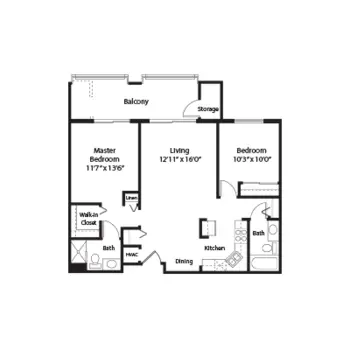 Floorplan of Casa de las Campanas, Assisted Living, Nursing Home, Independent Living, CCRC, San Diego, CA 2