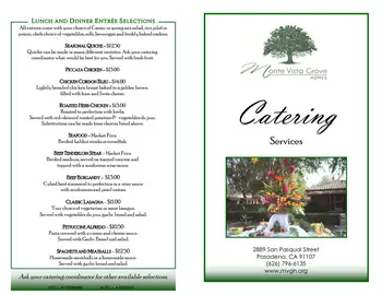 Dining menu of Monte Vista Grove, Assisted Living, Nursing Home, Independent Living, CCRC, Pasadena, CA 2
