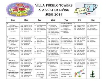 Activity Calendar of Villa Pueblo, Assisted Living, Nursing Home, Independent Living, CCRC, Pueblo, CO 2