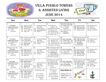 Activity Calendar of Villa Pueblo, Assisted Living, Nursing Home, Independent Living, CCRC, Pueblo, CO 1