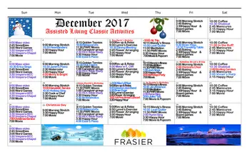 Activity Calendar of Frasier Meadows, Assisted Living, Nursing Home, Independent Living, CCRC, Boulder, CO 1