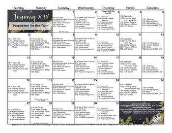 Activity Calendar of Sharmar Village, Assisted Living, Nursing Home, Independent Living, CCRC, Pueblo, CO 2