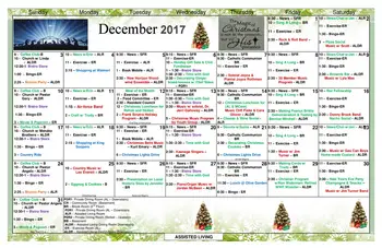 Activity Calendar of Grace Pointe Greeley, Assisted Living, Nursing Home, Independent Living, CCRC, Greeley, CO 1