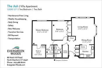 Floorplan of Evergreen Woods, Assisted Living, Nursing Home, Independent Living, CCRC, North Branford, CT 2