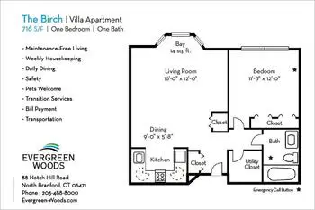 Floorplan of Evergreen Woods, Assisted Living, Nursing Home, Independent Living, CCRC, North Branford, CT 4