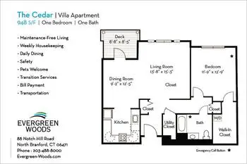 Floorplan of Evergreen Woods, Assisted Living, Nursing Home, Independent Living, CCRC, North Branford, CT 5