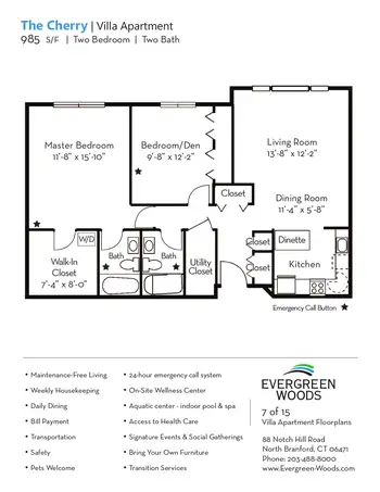 Floorplan of Evergreen Woods, Assisted Living, Nursing Home, Independent Living, CCRC, North Branford, CT 8