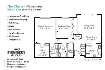 Floorplan of Evergreen Woods, Assisted Living, Nursing Home, Independent Living, CCRC, North Branford, CT 9