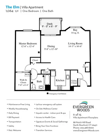 Floorplan of Evergreen Woods, Assisted Living, Nursing Home, Independent Living, CCRC, North Branford, CT 12