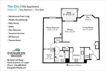 Floorplan of Evergreen Woods, Assisted Living, Nursing Home, Independent Living, CCRC, North Branford, CT 13