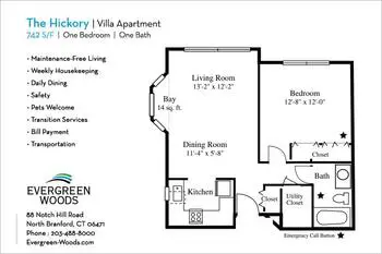 Floorplan of Evergreen Woods, Assisted Living, Nursing Home, Independent Living, CCRC, North Branford, CT 15