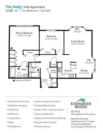 Floorplan of Evergreen Woods, Assisted Living, Nursing Home, Independent Living, CCRC, North Branford, CT 16