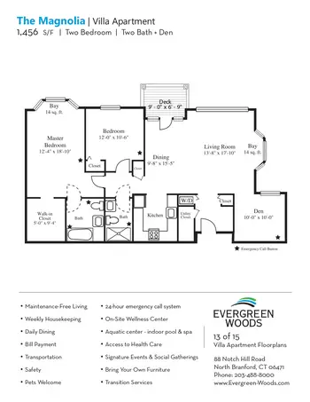 Floorplan of Evergreen Woods, Assisted Living, Nursing Home, Independent Living, CCRC, North Branford, CT 18