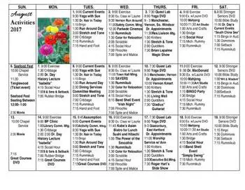 Activity Calendar of Arbors of Hop Brook, Assisted Living, Nursing Home, Independent Living, CCRC, Manchester, CT 2