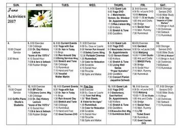 Activity Calendar of Arbors of Hop Brook, Assisted Living, Nursing Home, Independent Living, CCRC, Manchester, CT 5