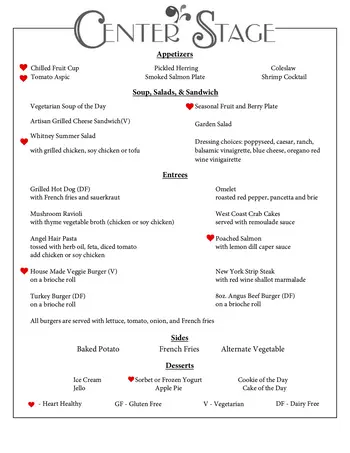 Dining menu of Whitney Center, Assisted Living, Nursing Home, Independent Living, CCRC, Hamden, CT 1