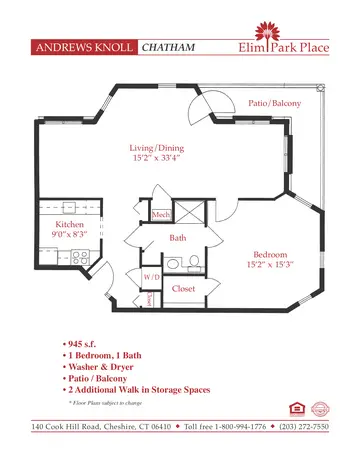 Floorplan of Elim Park, Assisted Living, Nursing Home, Independent Living, CCRC, Cheshire, CT 1
