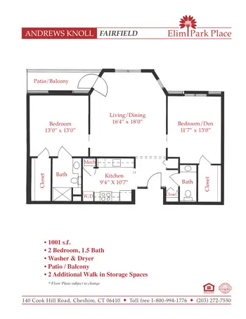 Floorplan of Elim Park, Assisted Living, Nursing Home, Independent Living, CCRC, Cheshire, CT 5