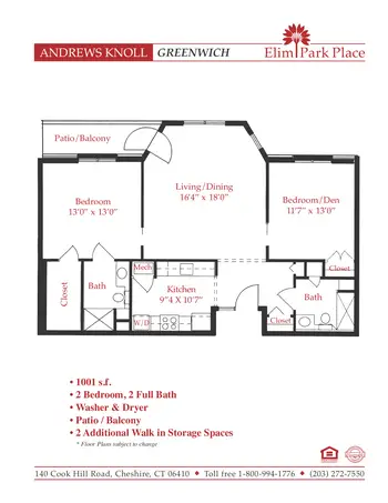 Floorplan of Elim Park, Assisted Living, Nursing Home, Independent Living, CCRC, Cheshire, CT 7