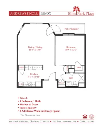 Floorplan of Elim Park, Assisted Living, Nursing Home, Independent Living, CCRC, Cheshire, CT 9