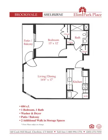 Floorplan of Elim Park, Assisted Living, Nursing Home, Independent Living, CCRC, Cheshire, CT 17