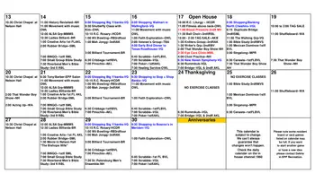 Activity Calendar of Elim Park, Assisted Living, Nursing Home, Independent Living, CCRC, Cheshire, CT 4