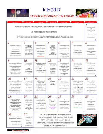 Activity Calendar of Knollwood Military Retirement Community, Assisted Living, Nursing Home, Independent Living, CCRC, Washington, DC 3