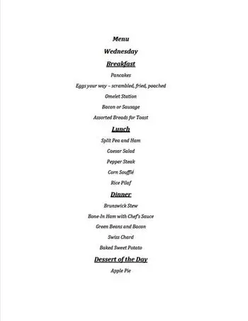 Dining menu of Cypress Cove Living, Assisted Living, Nursing Home, Independent Living, CCRC, Fort Myers, FL 3