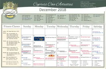 Activity Calendar of Cypress Cove Living, Assisted Living, Nursing Home, Independent Living, CCRC, Fort Myers, FL 1