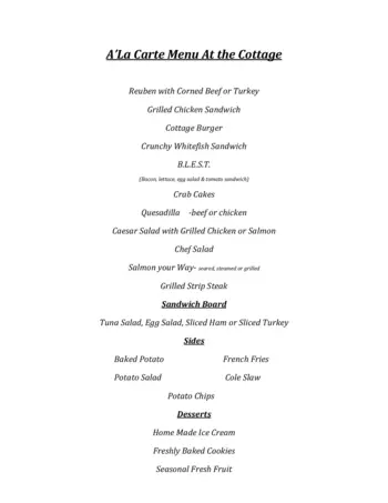 Dining menu of Cypress Cove Living, Assisted Living, Nursing Home, Independent Living, CCRC, Fort Myers, FL 7