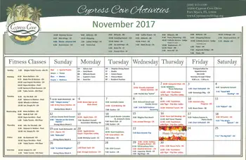 Activity Calendar of Cypress Cove Living, Assisted Living, Nursing Home, Independent Living, CCRC, Fort Myers, FL 4
