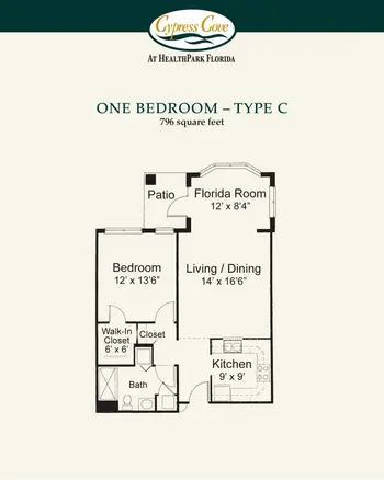 Floorplan of Cypress Cove Living, Assisted Living, Nursing Home, Independent Living, CCRC, Fort Myers, FL 3