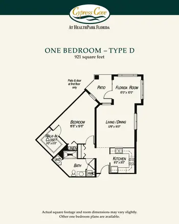 Floorplan of Cypress Cove Living, Assisted Living, Nursing Home, Independent Living, CCRC, Fort Myers, FL 4