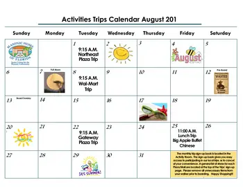 Activity Calendar of Masonic Home of Florida, Assisted Living, Nursing Home, Independent Living, CCRC, St Petersburg, FL 9