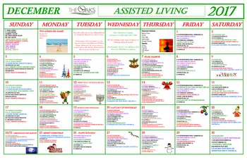 Activity Calendar of The Oaks of Clearwater, Assisted Living, Nursing Home, Independent Living, CCRC, Clearwater, FL 2