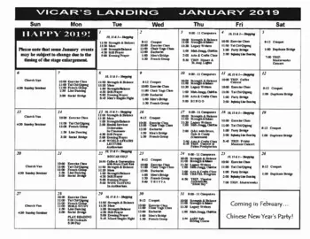Activity Calendar of Vicar's Landing, Assisted Living, Nursing Home, Independent Living, CCRC, Ponte Vedra, FL 2