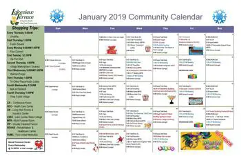 Activity Calendar of Lakeview Terrace, Assisted Living, Nursing Home, Independent Living, CCRC, Altoona, FL 1