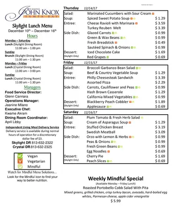 Dining menu of Concordia Village of Tampa, Assisted Living, Nursing Home, Independent Living, CCRC, Tampa, FL 6
