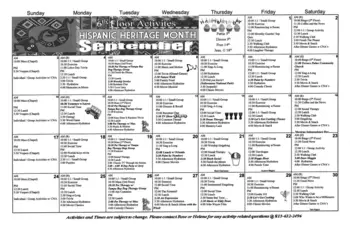Activity Calendar of Concordia Village of Tampa, Assisted Living, Nursing Home, Independent Living, CCRC, Tampa, FL 6