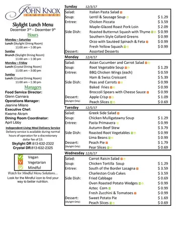 Dining menu of Concordia Village of Tampa, Assisted Living, Nursing Home, Independent Living, CCRC, Tampa, FL 13