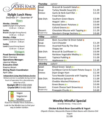 Dining menu of Concordia Village of Tampa, Assisted Living, Nursing Home, Independent Living, CCRC, Tampa, FL 14