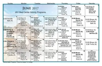 Activity Calendar of Concordia Village of Tampa, Assisted Living, Nursing Home, Independent Living, CCRC, Tampa, FL 7