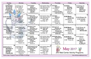 Activity Calendar of Concordia Village of Tampa, Assisted Living, Nursing Home, Independent Living, CCRC, Tampa, FL 11